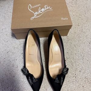 Christian Louboutin Black Heels with Bow Accent